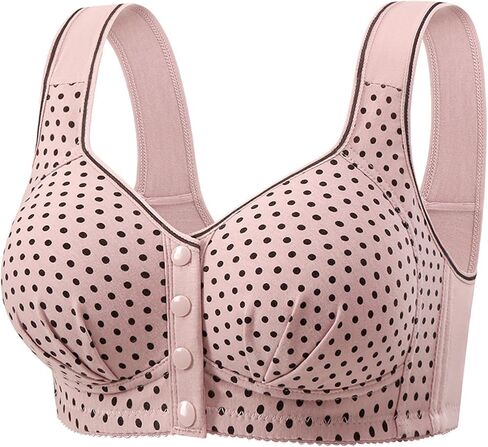 Full Coverage Wireless Bra for Women Plus Size Polka Dot Support Bralette Wide Strap Soft Comfort Lift Sleep Bra in Saudi Arabia