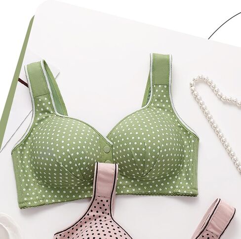 Full Coverage Wireless Bra for Women Plus Size Polka Dot Support Bralette Wide Strap Soft Comfort Lift Sleep Bra in Saudi Arabia