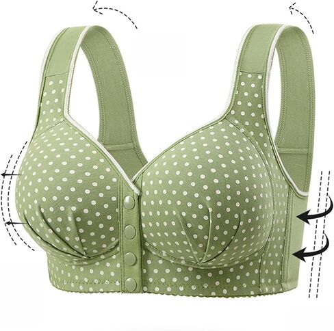 Full Coverage Wireless Bra for Women Plus Size Polka Dot Support Bralette Wide Strap Soft Comfort Lift Sleep Bra in Saudi Arabia