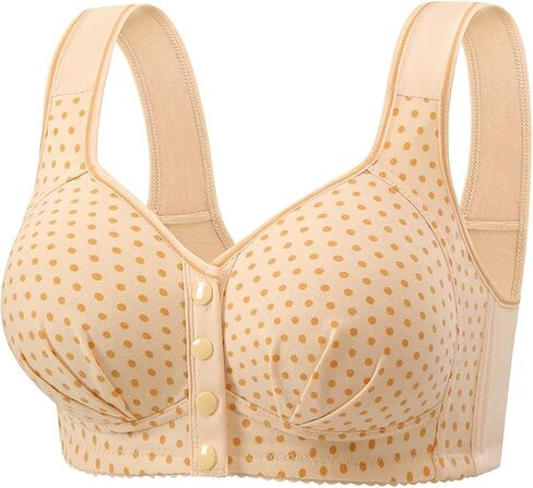 Full Coverage Wireless Bra for Women Plus Size Polka Dot Support Bralette Wide Strap Soft Comfort Lift Sleep Bra in Saudi Arabia