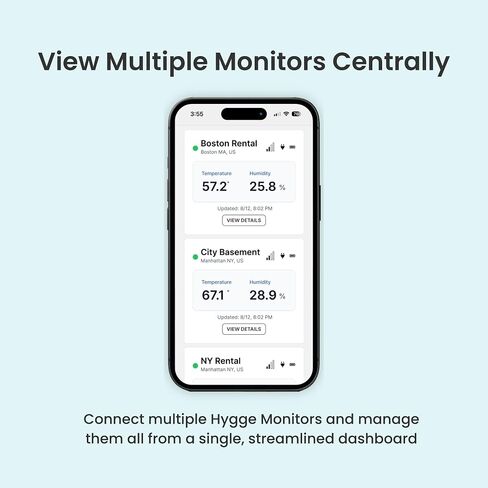 Hygge Cellular Temperature Monitor for RV, Home, Camper & Server Room| 24/7 Remote Monitoring with Power Outage Alert, Humidity & Freeze Sensor | 1 Year Subscription Included in Saudi Arabia