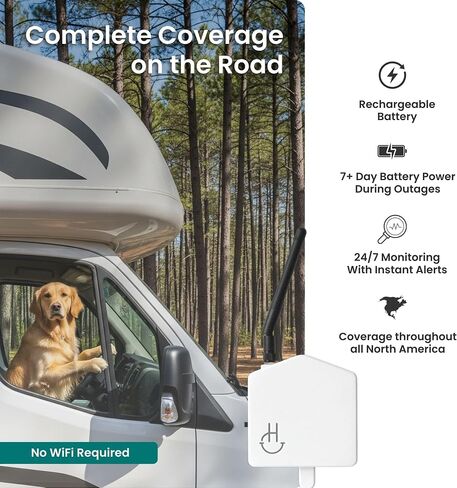 Hygge Cellular Temperature Monitor for RV, Home, Camper & Server Room| 24/7 Remote Monitoring with Power Outage Alert, Humidity & Freeze Sensor | 1 Year Subscription Included in Saudi Arabia