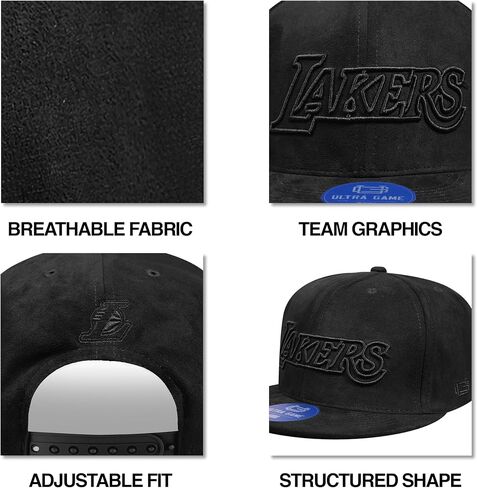 Ultra Game NBA Mens NBA Official Suede Snap Back 3D Embroidered Team Logo Baseball Cap Hat in Saudi Arabia