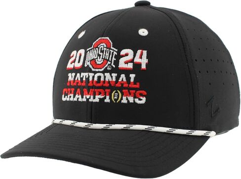 ZHATS Standard Ohio State Buckeyes National Champs 2024 Football Rope Hat Black Officially Licensed in Saudi Arabia