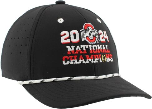 ZHATS Standard Ohio State Buckeyes National Champs 2024 Football Rope Hat Black Officially Licensed in Saudi Arabia