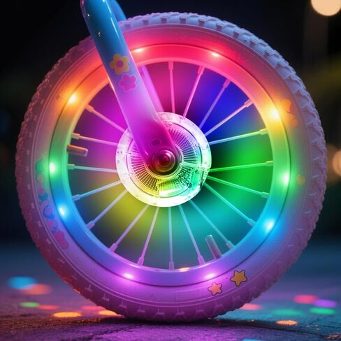 Bicycle Wheel Lights, Bike Wheel Lights for Night Riding, Bike Spoke Light with 360 Visibility, Vibration Sensin-Some of Them Include Batteries-2 Pieces Can Be Installed on Two Wheels in Saudi Arabia