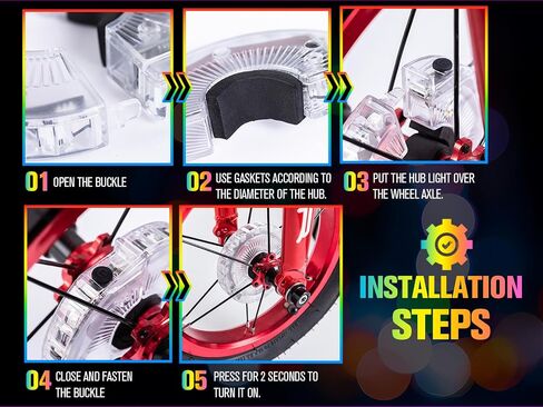 Bicycle Wheel Lights, Bike Wheel Lights for Night Riding, Bike Spoke Light with 360 Visibility, Vibration Sensin-Some of Them Include Batteries-2 Pieces Can Be Installed on Two Wheels in Saudi Arabia