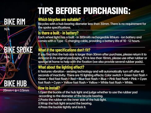 Bicycle Wheel Lights, Bike Wheel Lights for Night Riding, Bike Spoke Light with 360 Visibility, Vibration Sensin-Some of Them Include Batteries-2 Pieces Can Be Installed on Two Wheels in Saudi Arabia