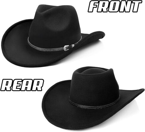 قبعة رعاة البقر ، قبعة رعاة البقر ، قبعات رعاة البقر للنساء رجال غرب رعاة البقر القبعات الأبيض/الأسود in Kuwait