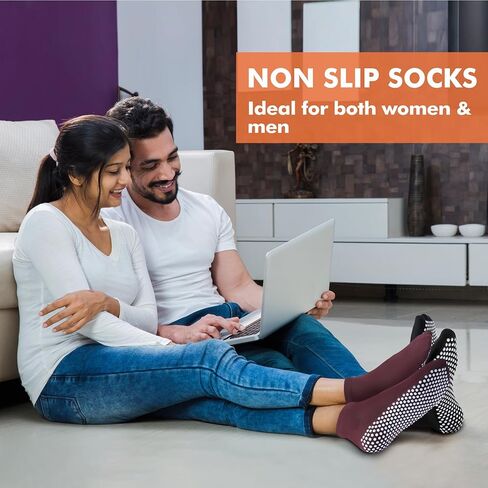 جوارب قبضة للنساء والرجال- غير قسيمة لزجة لزجة مضاد للزلزال جورب لليوغا بيلاتيس مستشفى الترامبولين in Kuwait