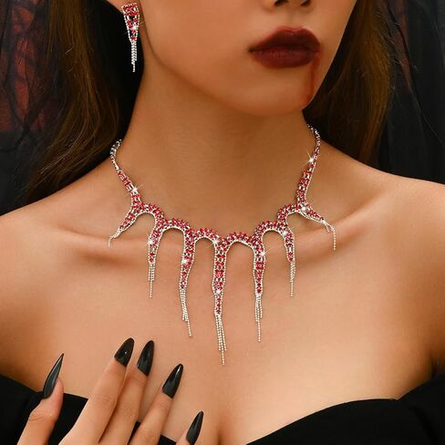 Wedding Jewelry Sets for Women - Earrings, Necklace, Bracelet Set - Rhinestone Statement Choker - Bridal Prom Costume Accessories in Saudi Arabia