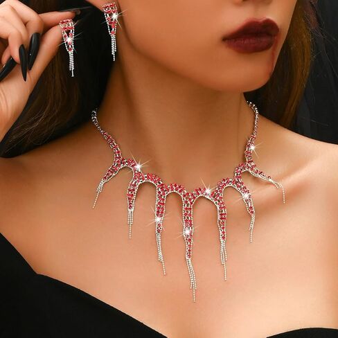 Wedding Jewelry Sets for Women - Earrings, Necklace, Bracelet Set - Rhinestone Statement Choker - Bridal Prom Costume Accessories in Saudi Arabia