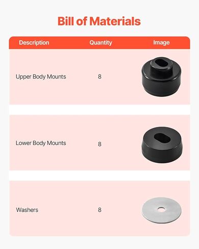 VEVOR Body Mount Bushing Kit, Compatible with 2008-2016 F250 F350 Super Duty, 64 PCS Silicone Body Mount Kit, Quick Replacement, Durable Components for Improving Bumpy Driving Performance, Gray in Saudi Arabia