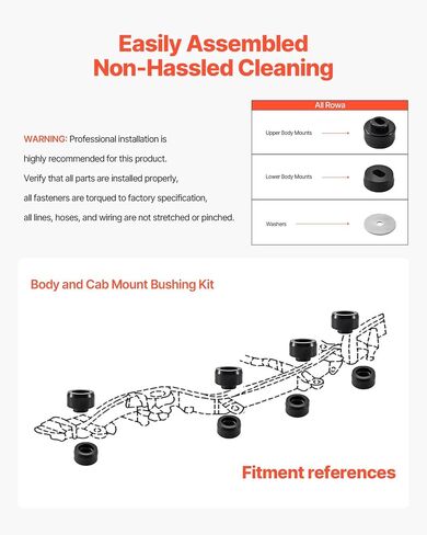 VEVOR Body Mount Bushing Kit, Compatible with 2008-2016 F250 F350 Super Duty, 64 PCS Silicone Body Mount Kit, Quick Replacement, Durable Components for Improving Bumpy Driving Performance, Gray in Saudi Arabia