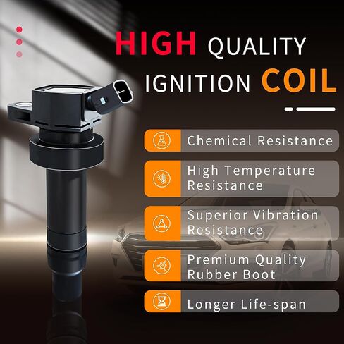 Ignition Coil UF652 Spark Plugs: fits Hyundai Veloster Kia Rio Accent Soul 2012-2019 1.6L L4 coil pack and spark plug Enhance Engine Performance for Long Trips (Ignition Coil Spark Plugs) in Kuwait