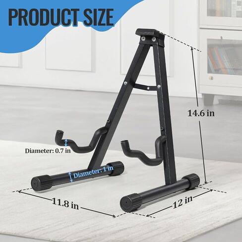 BeBecome A-Frame Folding Guitar Stand for Acoustic/Electric/Bass/Ukulele - Portable Holder with Non-Slip Rubber Feet & Soft Foam Arms in Saudi Arabia