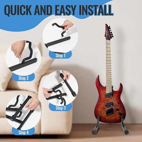 BeBecome A-Frame Folding Guitar Stand for Acoustic/Electric/Bass/Ukulele - Portable Holder with Non-Slip Rubber Feet & Soft Foam Arms in Saudi Arabia