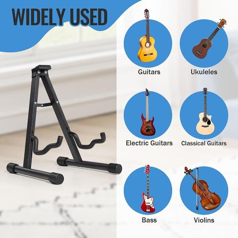 BeBecome A-Frame Folding Guitar Stand for Acoustic/Electric/Bass/Ukulele - Portable Holder with Non-Slip Rubber Feet & Soft Foam Arms in Saudi Arabia