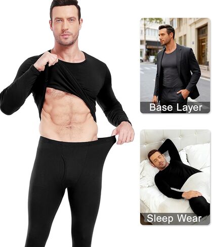 wirarpa Men's Cotton Long Johns Thermal Underwear Set Base Layer Lightweight Long Sleeve Top and Pajama Bottom in Saudi Arabia