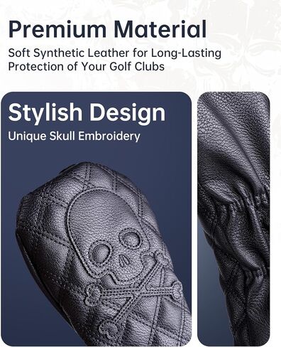 يغطي نادي الغولف أغطية رأس الجولف الأسود أغلفة السائق في Fariway Wood Headcover Hybrid Covers Leather Golf Headcover for Driver Faintry Hybrid - PURIUM PU LEATHY PONDY in Saudi Arabia
