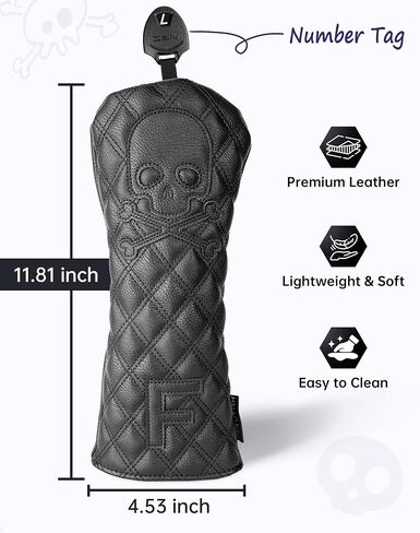 يغطي نادي الغولف أغطية رأس الجولف الأسود أغلفة السائق في Fariway Wood Headcover Hybrid Covers Leather Golf Headcover for Driver Faintry Hybrid - PURIUM PU LEATHY PONDY in Saudi Arabia