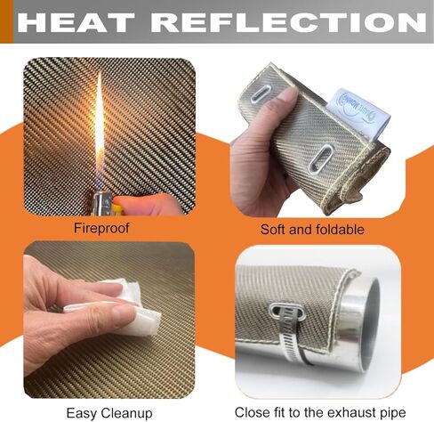 6 "× 12" عادم درع العادم درع حرارة أنابيب التيتانيوم مع مشابك من الفولاذ المقاوم للصدأ من تصميم المواد بحرارة حتى 1350 درجة فهرنهايت يحمي المكونات الحساسة للحرارة والخراطيم in Kuwait