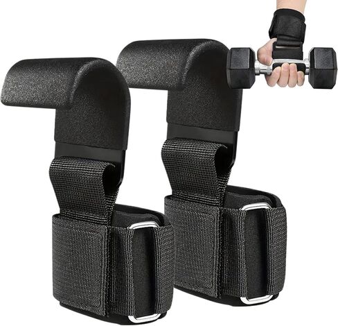 WRIST SUPPORT STRAPS - PREMIUM METAL LIFTING STEEL HOOKS IMPROVE GRIP FOR POWERLIFTING, BODYBUILDING, AND HEAVY TRAINING FOR MEN AND WOMEN in Saudi Arabia