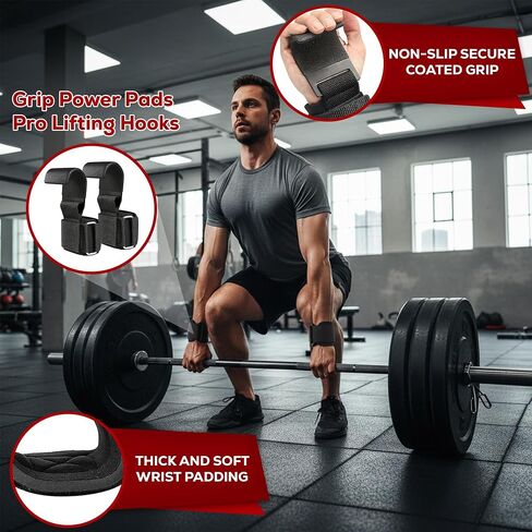 WRIST SUPPORT STRAPS - PREMIUM METAL LIFTING STEEL HOOKS IMPROVE GRIP FOR POWERLIFTING, BODYBUILDING, AND HEAVY TRAINING FOR MEN AND WOMEN in Saudi Arabia