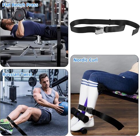 Nordic Hamstring Curl Strap, Polyester Premium Durable Nordic Curl Bench Belt Practical Home Gym Workout Accessories Suitable for Women Men (Black) in Saudi Arabia