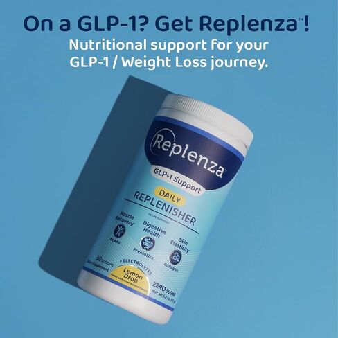 Replenza Daily Replenisher GLP-1 Nutritional Support, Powder, Muscle Recovery, Digestive Health & Skin Elasticity Mix of Amino Acids, Prebiotics and Collagen Peptides – Unflavored, 3 Pack in Saudi Arabia