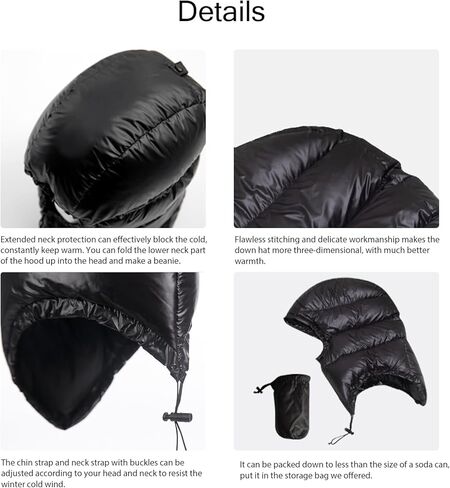 Winter Warm Down Hood Ultralight Windproof Down Cap Outdoor Camping Waterproof Hood Hat for Hiking Skiing Cycling in Saudi Arabia