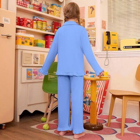 QPANCY Matching Girls&Dolls Pjs Set Ruffle Long Sleeve Pajamas kids Fall Winter 2 Piece Sleepwear in Saudi Arabia