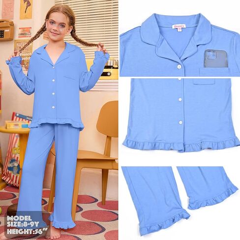 QPANCY Matching Girls&Dolls Pjs Set Ruffle Long Sleeve Pajamas kids Fall Winter 2 Piece Sleepwear in Saudi Arabia