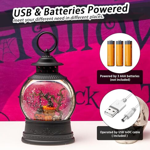 Christmas Snow Globe Lantern, Musical Lighted Snowman and Tree Snow Globes with 6H Timer, Battery & USB Operated Spinning and Swirling Glitter Snow Globes Christmas Decorations in Kuwait