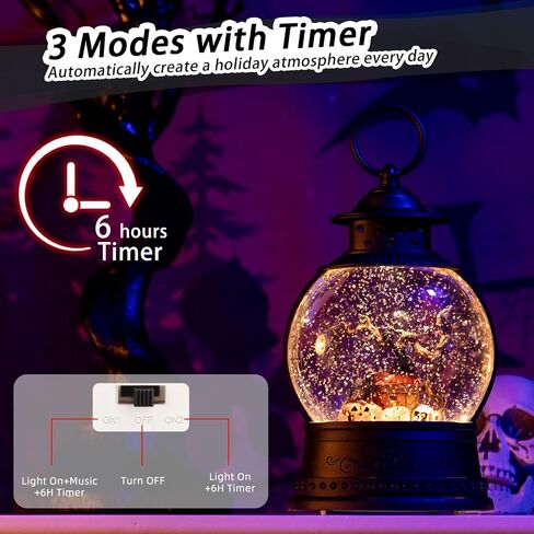 Christmas Snow Globe Lantern, Musical Lighted Snowman and Tree Snow Globes with 6H Timer, Battery & USB Operated Spinning and Swirling Glitter Snow Globes Christmas Decorations in Kuwait