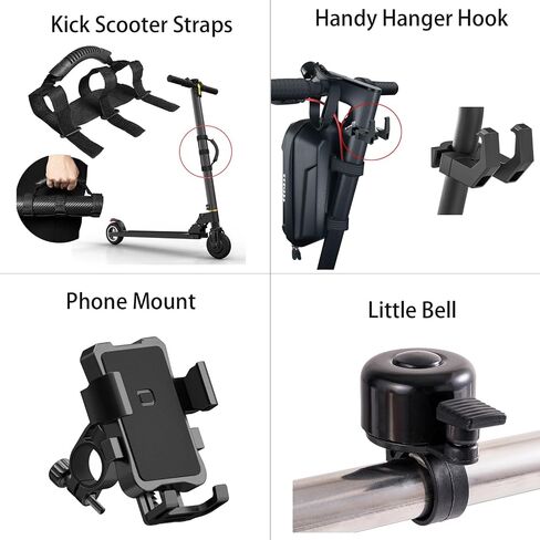 5pcs Electric Scooter Kit : 2L Waterproof EVA E-Scooter Bag, Phone Holder, Hook, Strap, Horn - Essential Electric Scooters Accessory for Adult Urban Commuters in Saudi Arabia