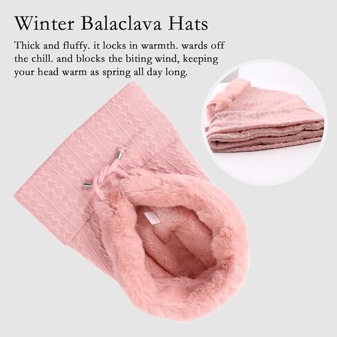 OMUKY Balaclava Hats for Women Cold Weather Thick Fluff Hats Adult Neck Face Cover Cap Ski Mask Neck Warmer in Saudi Arabia