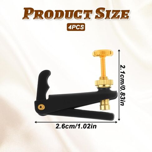 4 PCS Violin Fine Tuners for 4/4-3/4 Violins String Adjuster Violin Tuners Zinc Alloy Metal String Spinner Adjuster Fine Tuner Violins Parts, Black/Gold in Saudi Arabia