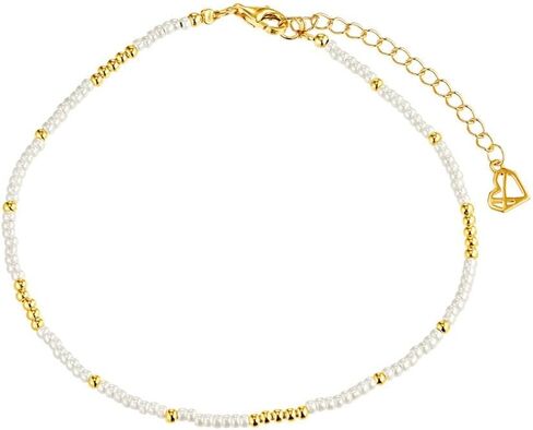 CAITLYNMINIMALIST Dainty Freshwater Pearl Bead 18K Gold Sterling Silver Adjustable Anklet for Women Gift for Her in Saudi Arabia