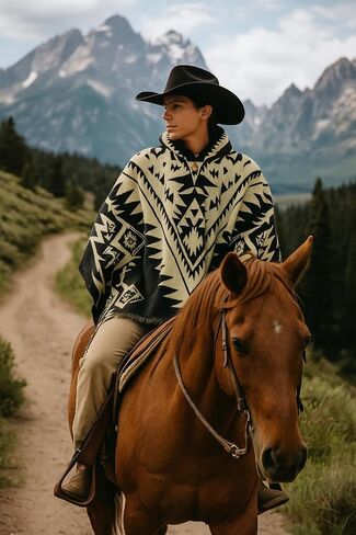 Alpaca Poncho Unisex – Handmade Andean Hooded Poncho | Traditional Alpaca Wool Blanket Cape for Men & Women, Warm & Soft in Saudi Arabia