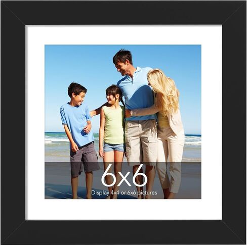TWING 4x6 Picture Frame Black Displays 3x5 Photo Frame with Mat or 4x6 Inch Without Mat, Made of Plexiglass, MDF Wood, Table Top Display and Wall Mounting,1 Pack in Kuwait