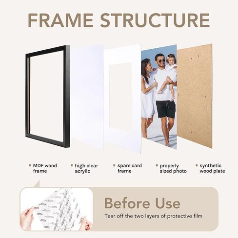 TWING 4x6 Picture Frame Black Displays 3x5 Photo Frame with Mat or 4x6 Inch Without Mat, Made of Plexiglass, MDF Wood, Table Top Display and Wall Mounting,1 Pack in Kuwait