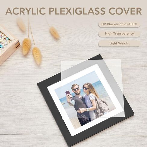 TWING 4x6 Picture Frame Black Displays 3x5 Photo Frame with Mat or 4x6 Inch Without Mat, Made of Plexiglass, MDF Wood, Table Top Display and Wall Mounting,1 Pack in Kuwait