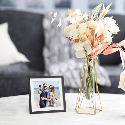 TWING 4x6 Picture Frame Black Displays 3x5 Photo Frame with Mat or 4x6 Inch Without Mat, Made of Plexiglass, MDF Wood, Table Top Display and Wall Mounting,1 Pack in Kuwait