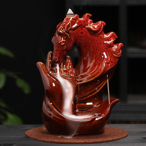 Cone Incense Holder Waterfall - Cool Smoke Back Flowing Backflow Incense Burner Ceramic Fountain, Unique Incense Sticks Holder Stand for Sticks Ash Catcher/Yoga/Meditation/Zen in Kuwait