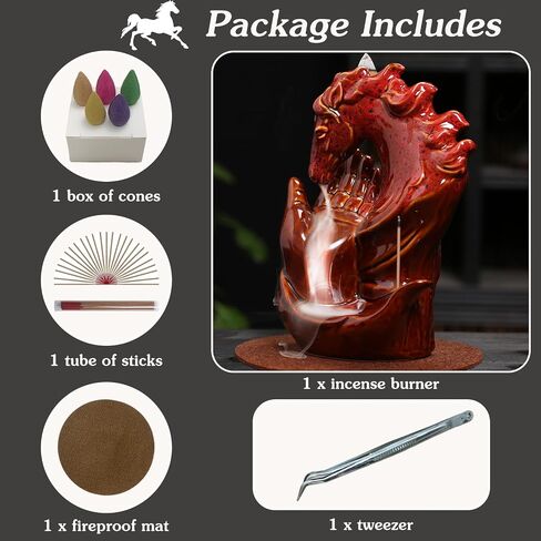 Cone Incense Holder Waterfall - Cool Smoke Back Flowing Backflow Incense Burner Ceramic Fountain, Unique Incense Sticks Holder Stand for Sticks Ash Catcher/Yoga/Meditation/Zen in Kuwait
