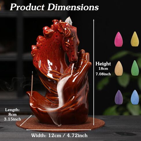 Cone Incense Holder Waterfall - Cool Smoke Back Flowing Backflow Incense Burner Ceramic Fountain, Unique Incense Sticks Holder Stand for Sticks Ash Catcher/Yoga/Meditation/Zen in Kuwait