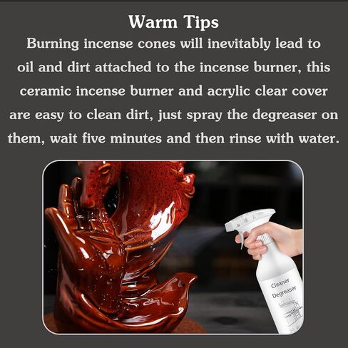 Cone Incense Holder Waterfall - Cool Smoke Back Flowing Backflow Incense Burner Ceramic Fountain, Unique Incense Sticks Holder Stand for Sticks Ash Catcher/Yoga/Meditation/Zen in Kuwait