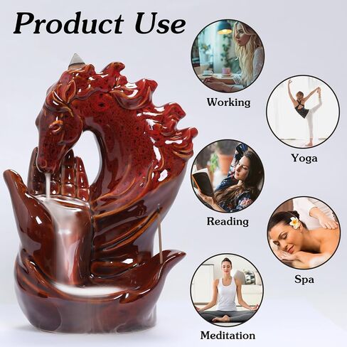 Cone Incense Holder Waterfall - Cool Smoke Back Flowing Backflow Incense Burner Ceramic Fountain, Unique Incense Sticks Holder Stand for Sticks Ash Catcher/Yoga/Meditation/Zen in Kuwait
