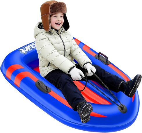 Raxurt Inflatable Snow Sled, Heavy Duty Snow Tube with Sturdy Handles for Kids and Adults, Extra Durable 0.7 mm PVC Snow Sleds, Sledding Winter Outdoor Fun Toys for Children Boys Girls in Saudi Arabia
